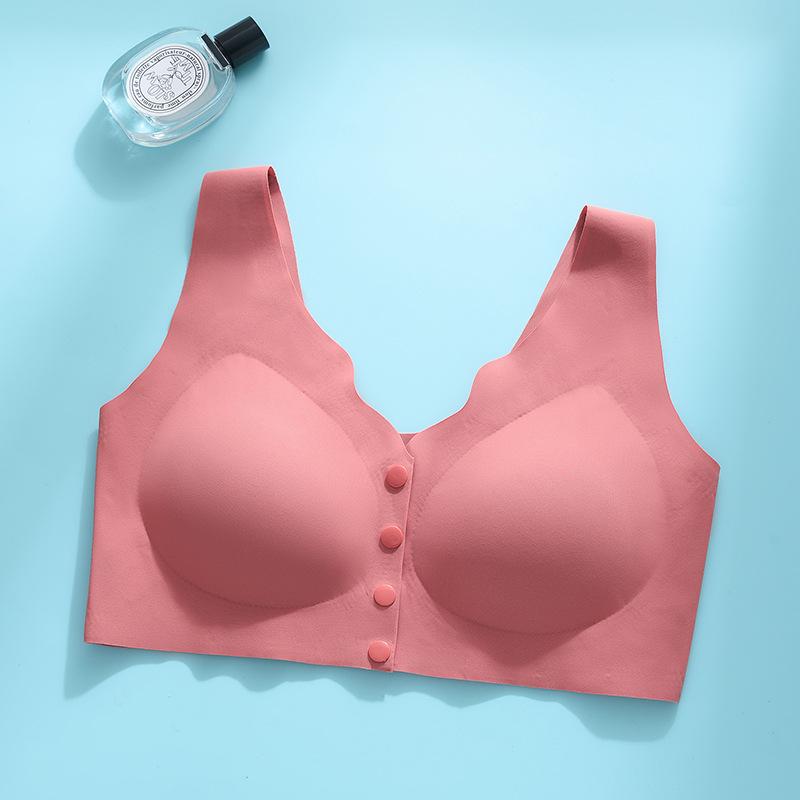 

2024 Бесшовный бюстгальтер для кормления большого размера из ледяного шелка с застежкой на четыре пуговицы спереди - без косточек, в стиле жилета 3XL (155-180 cm)