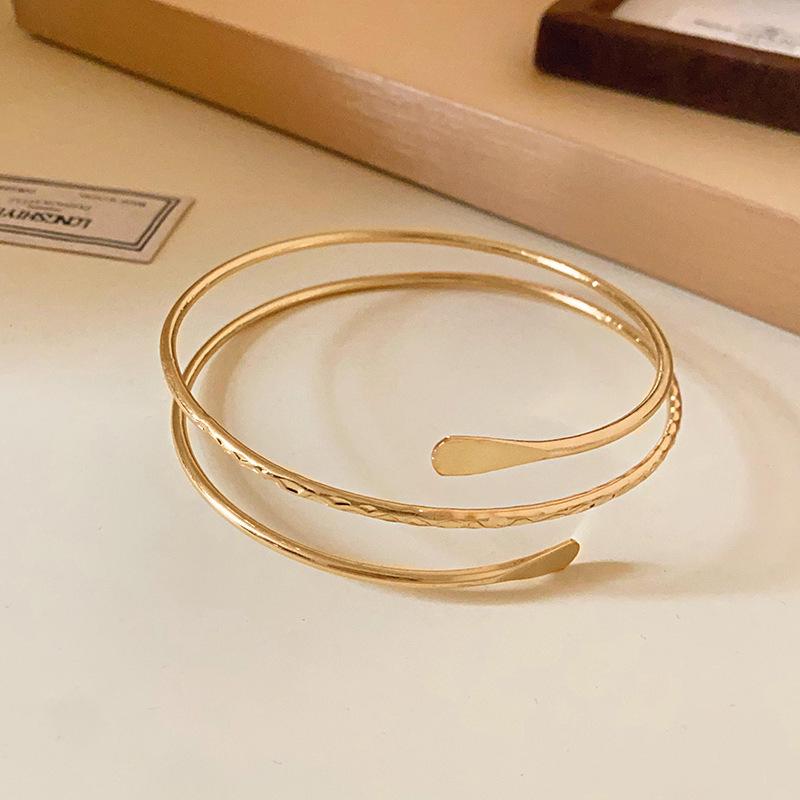 Minimalist Double-Layer Hollow Armlet: European & American Style, Exaggerated & Fashionable High-End Bracelet