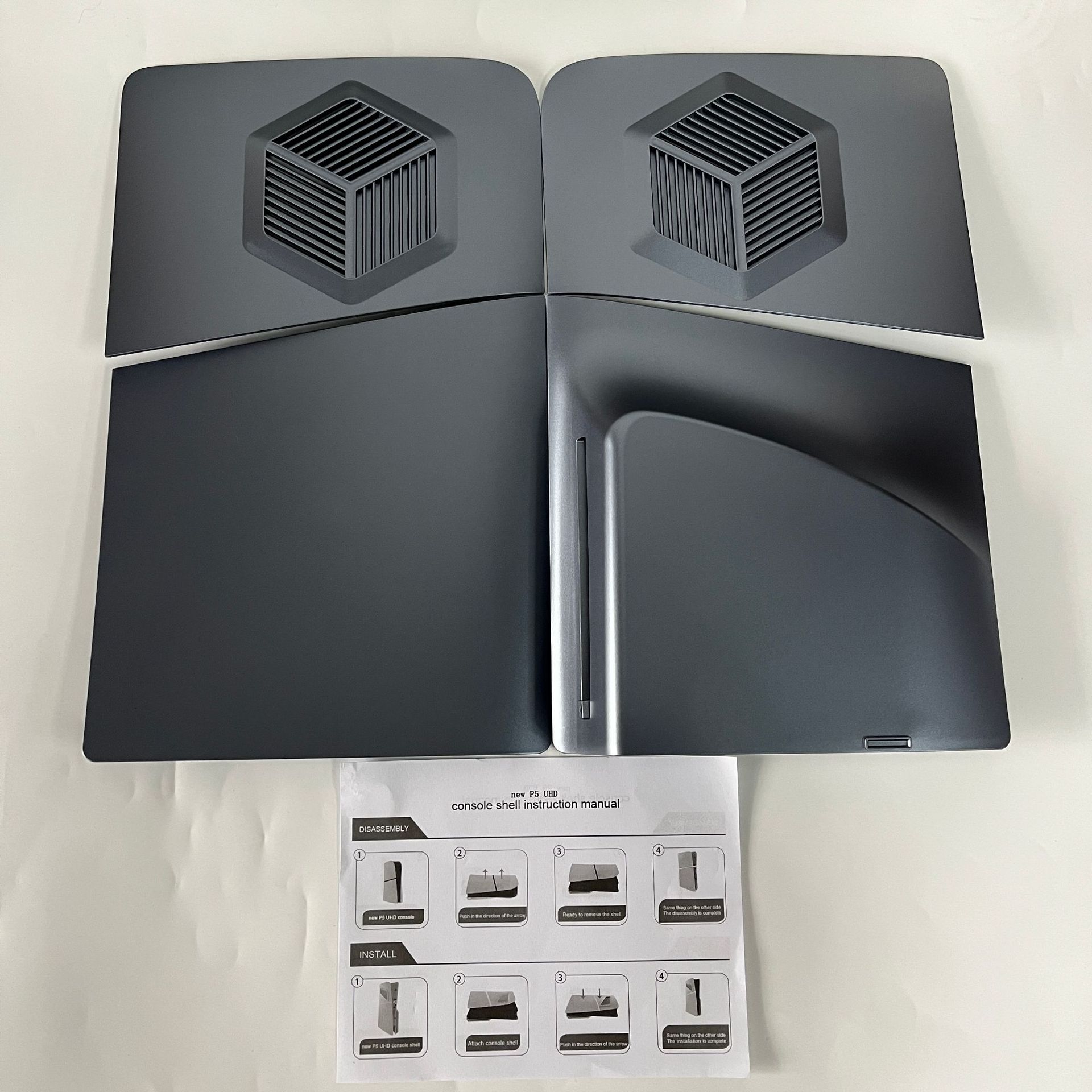 

Крышка лицевой панели консоли PS5 Slim, сменный чехол для боковой панели с вентиляционными отверстиями, пылезащитные крышки из АБС-пластика для PS5 Slim Disc Edition 22.5*6.1*24cm серый