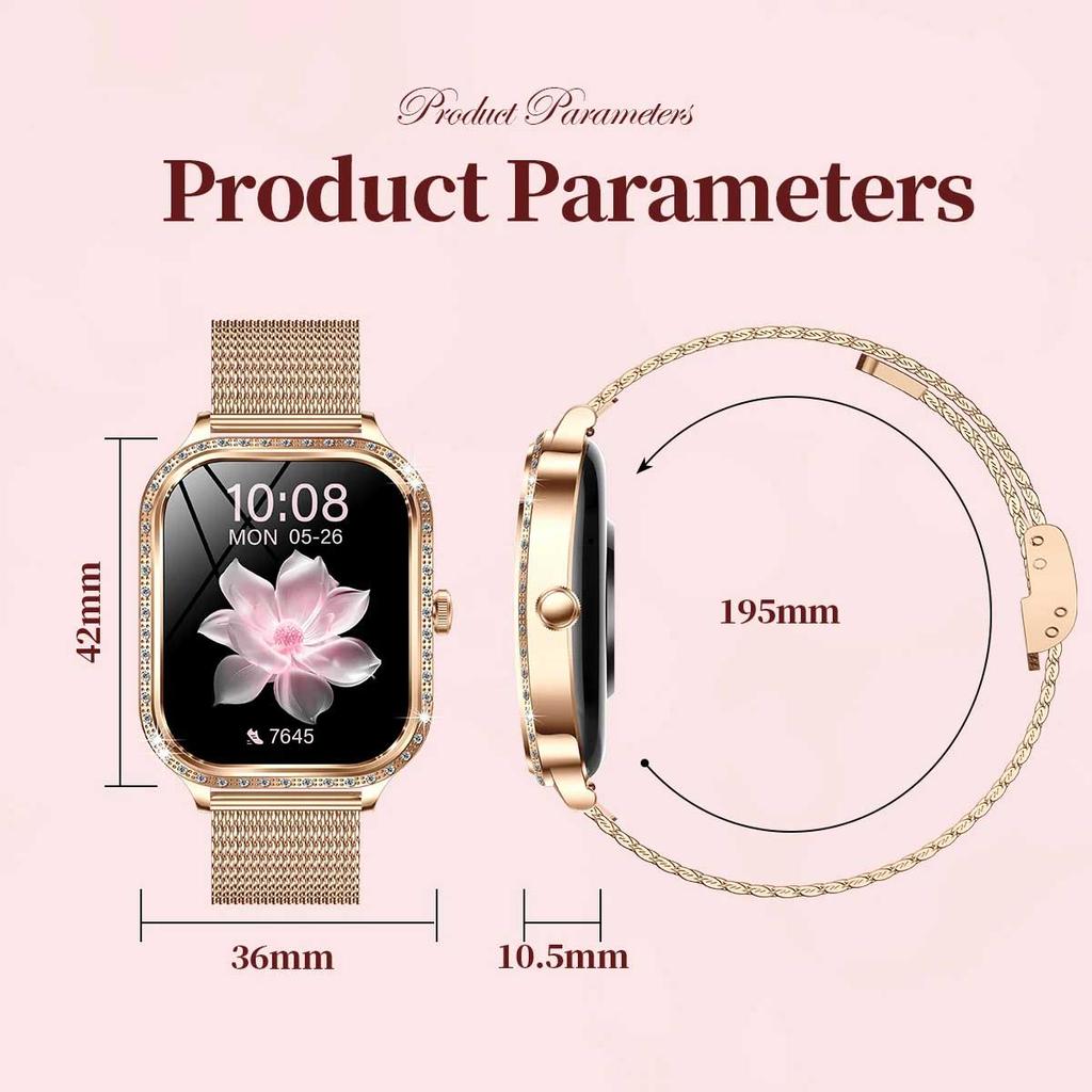 2025 New GPS Track Smart Watch Ladies 466*466 HD Screen Heart Rate Blood Pressure BT Call Smartwatches Women For Android IOS