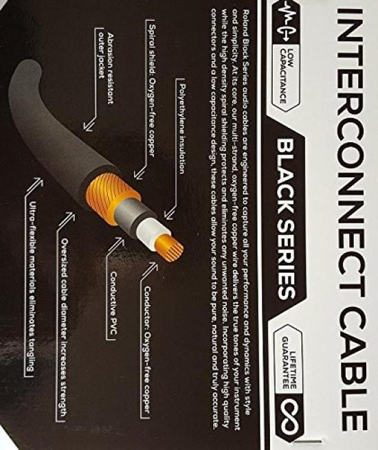 Roland RCC-10-TR28V2 Instrument Connection Cable, TS Phone (Dual) to TRS Phone, 3m, High-Purity Oxygen-Free Copper Wire, High-Density Spiral Structure