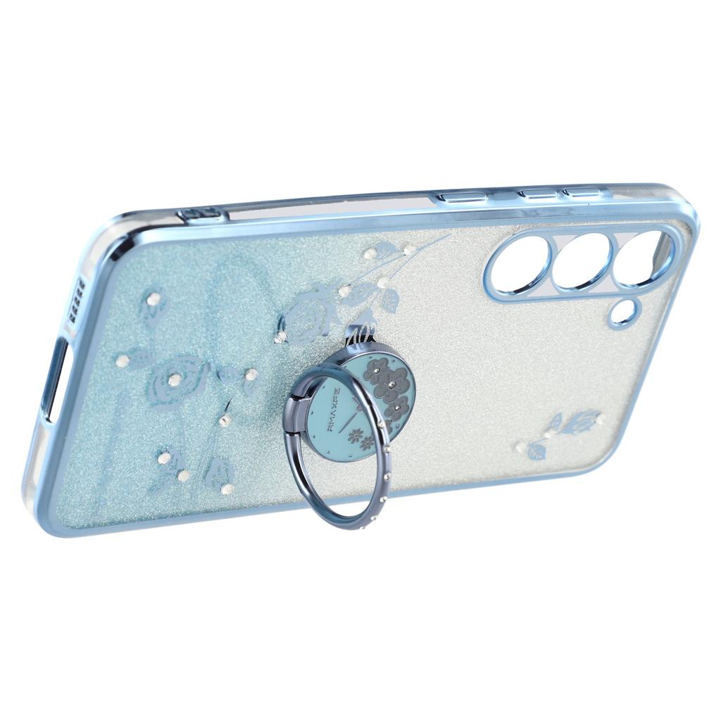 KADEM For Samsung Galaxy S23 TPU Case with Kickstand Flower Pattern Rhinestone Decor