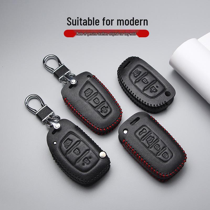 Hyundai Genuine Leather Key Case for Santa Fe, ix35, Mistra, Elantra, Reina, Veloster, Sonata