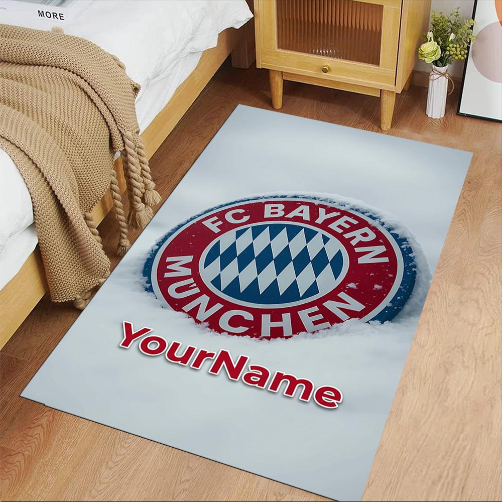 Bayern Munich Customize Text Carpet Design for Playrooms Dining Room Living Rooms Game Room Anti-slip Rug Decorate Offices Best for Christmas