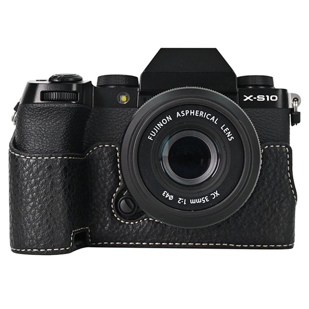 For Fujifilm X-S10 Camera Case Large Cutout Litchi Texture PU Leather Protective Cover B
