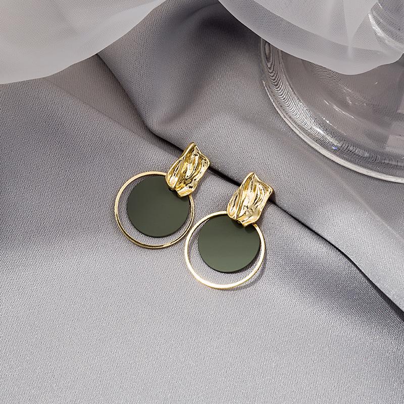 Dongdaemun Cold Wind Geometric Metal Earrings Commuter Stud Earrings Round Rings Color Simple Earrings Earrings
