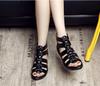 Summer Roman Genuine Leather Sandals Wedge Open Toe Fish Mouth Sandals Large Size Sandalias Mujer Verano Femmes Été C994