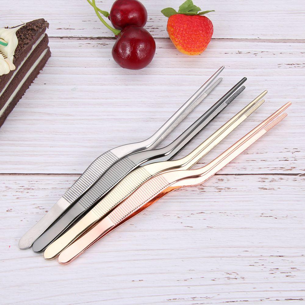 14cm Multifunctional Plating Chef Food Tweezer BBQ Clip Barbecue Serving Tongs Stainless Steel Kitchen Tool