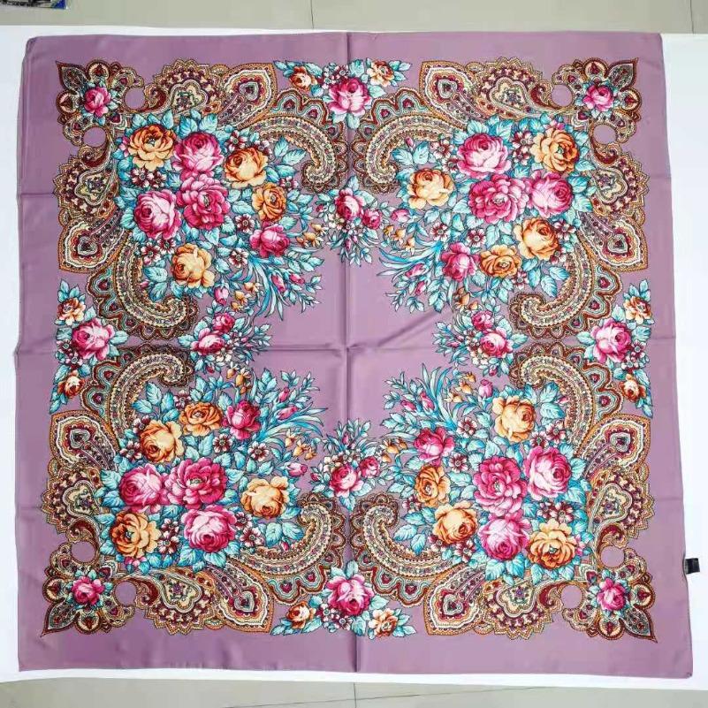 POBING Silk Scarf Luxury Brand Melt Chain Neckerchief Muslim Headscarf Square Scarves Lady Foulard Female Bandana 100*100CM