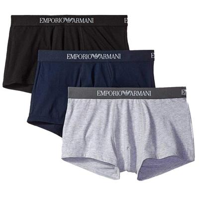 Emporio Armani Low-Rise Boxer Briefs, 3-Pack, 111610, Grey/Black/Navy, Size L [Parallel Import]