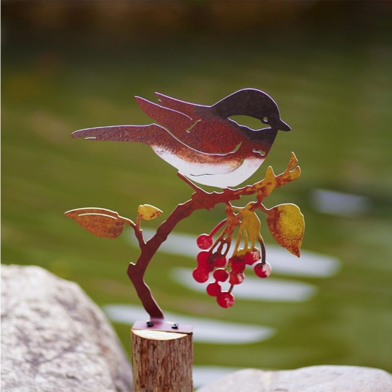 Vogelstatue Gartendekorationen Metall-Gartenvogel Hofdekorationen Outdoor-Vogelskulptur Rasen Metall-Gartenschmuck