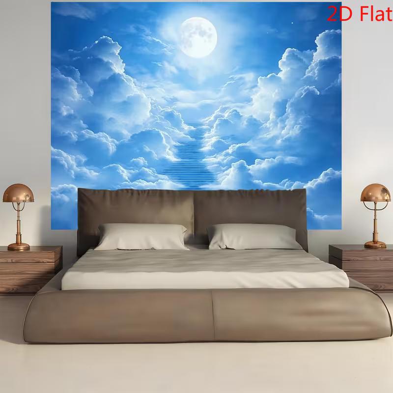2D Heaven Stairway Backdrop Cloud Moon Sky Photography Background Banner