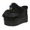 Slim Women's Slim Slippers Wedge Water Diamond Inner Elevated Thick Sole Shoes Women's Autumn and Winter Shoes Fur Plush Fashion