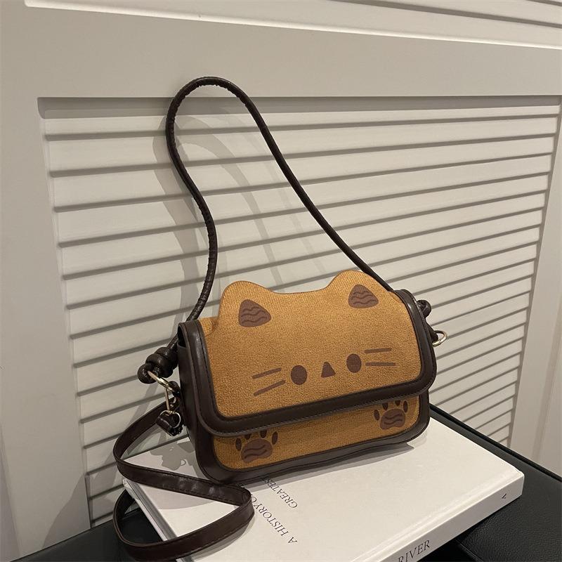 Cute toast cat tote bag women's 2 new trendy autumn fashion cartoon funny shoulder messenger bag