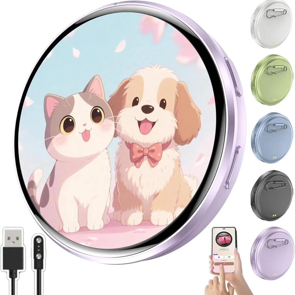 Für E-Badge HD Dynamisches Display Smart Pin Für E-Badge Bluetooth Anime Digitaler Pin mit App-Steuerung für Fotos & Animationen