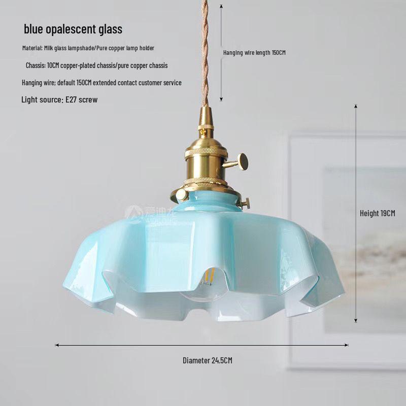 Wabi-Sabi French Retro Cream Glass Chandelier for Aisle, Entrance, Bedside, Bar, Island, Dining Room