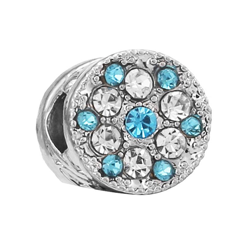 New Silver Plated Blue Diamond Alloy Large Hole Charm Beads For DIY Bracelet Necklace Jewelry Accessories Gifts