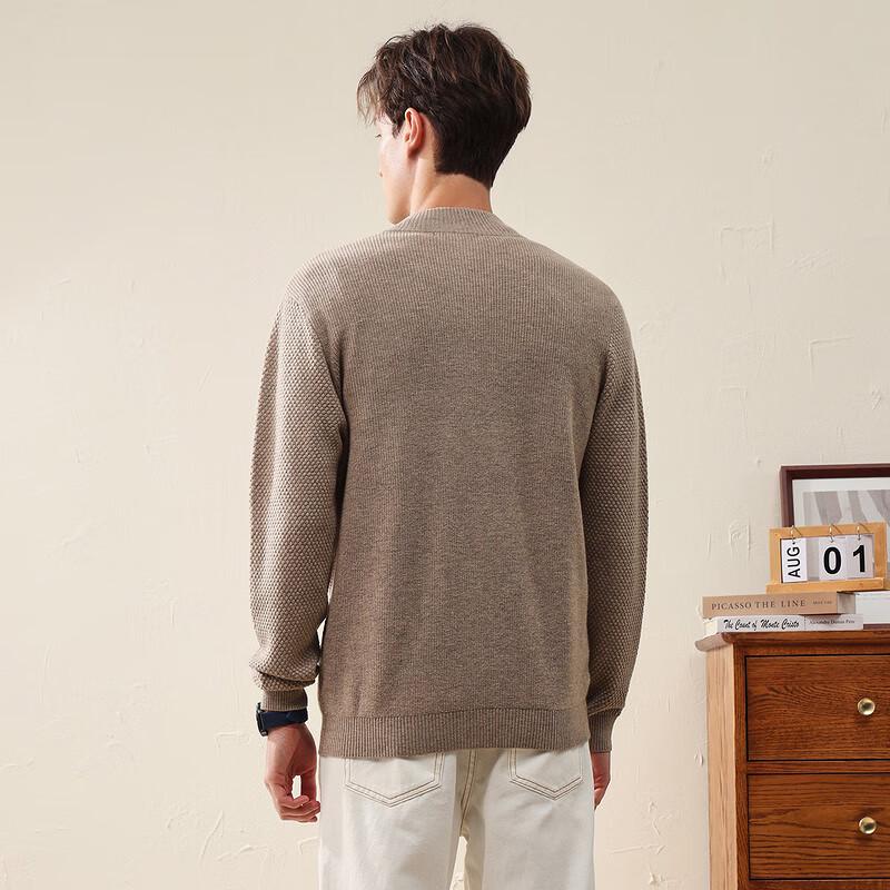 Herren Woll-Cardigan mit halbem Stehkragen und durchgehendem Reißverschluss