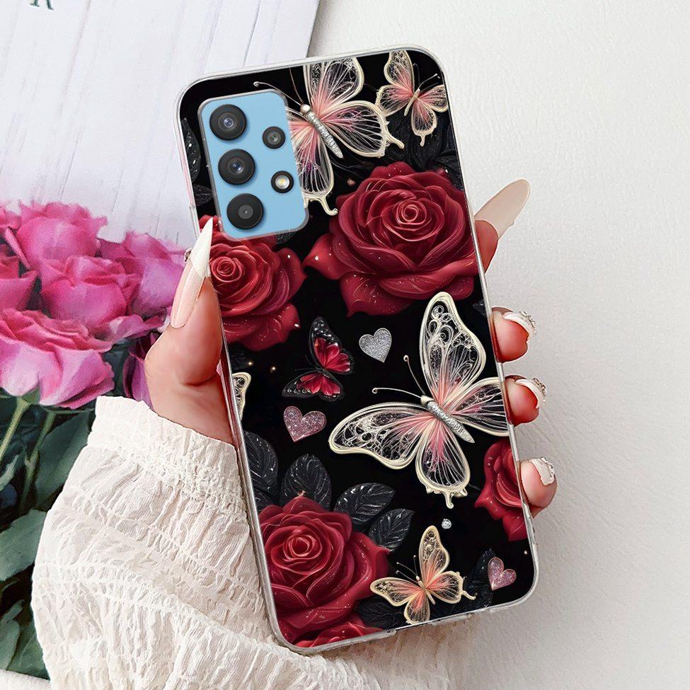 For Samsung A32 5G Case SM-A326B Clear Cute Cat Fashion Funny Painted Back Cover For Samsung Galaxy M32 5G Phone Case SM- M326B
