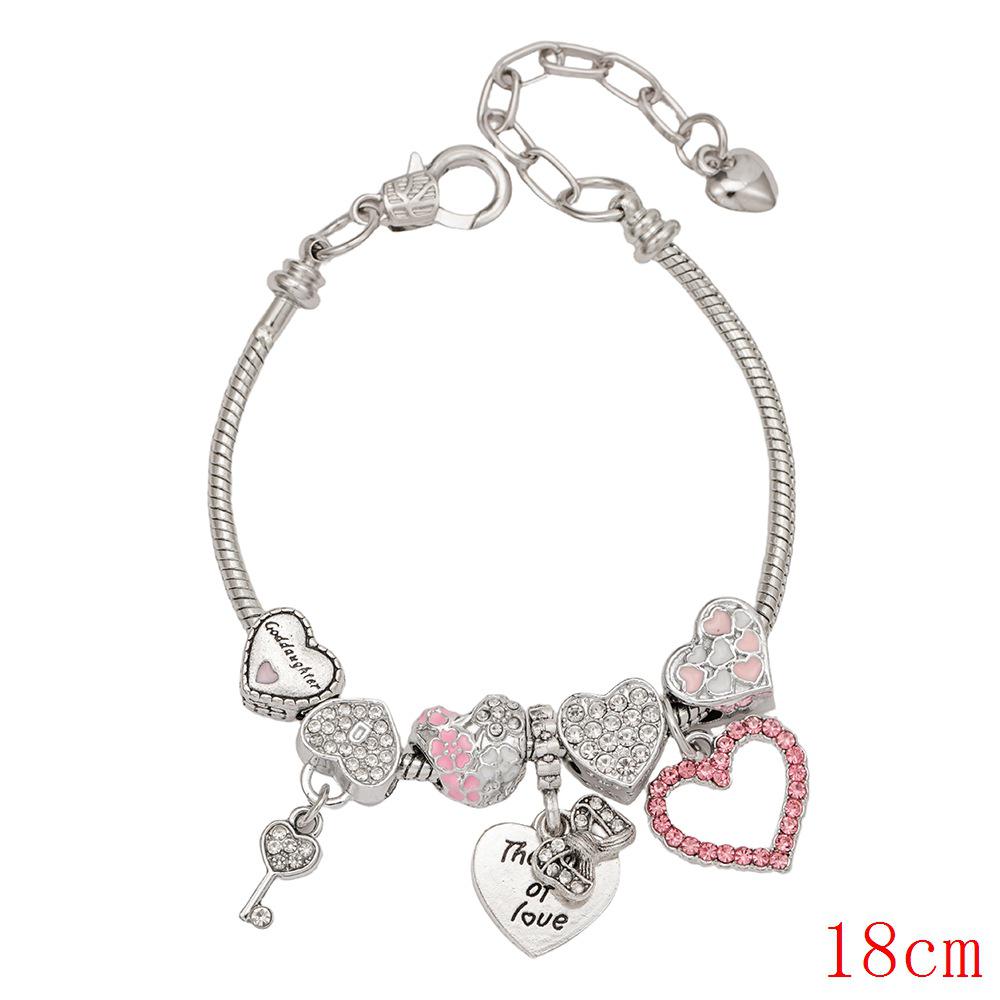 Pan's DIY Rhinestone Heart & Key Lock Beaded Bracelet for Women – Fashion Jewelry Gift