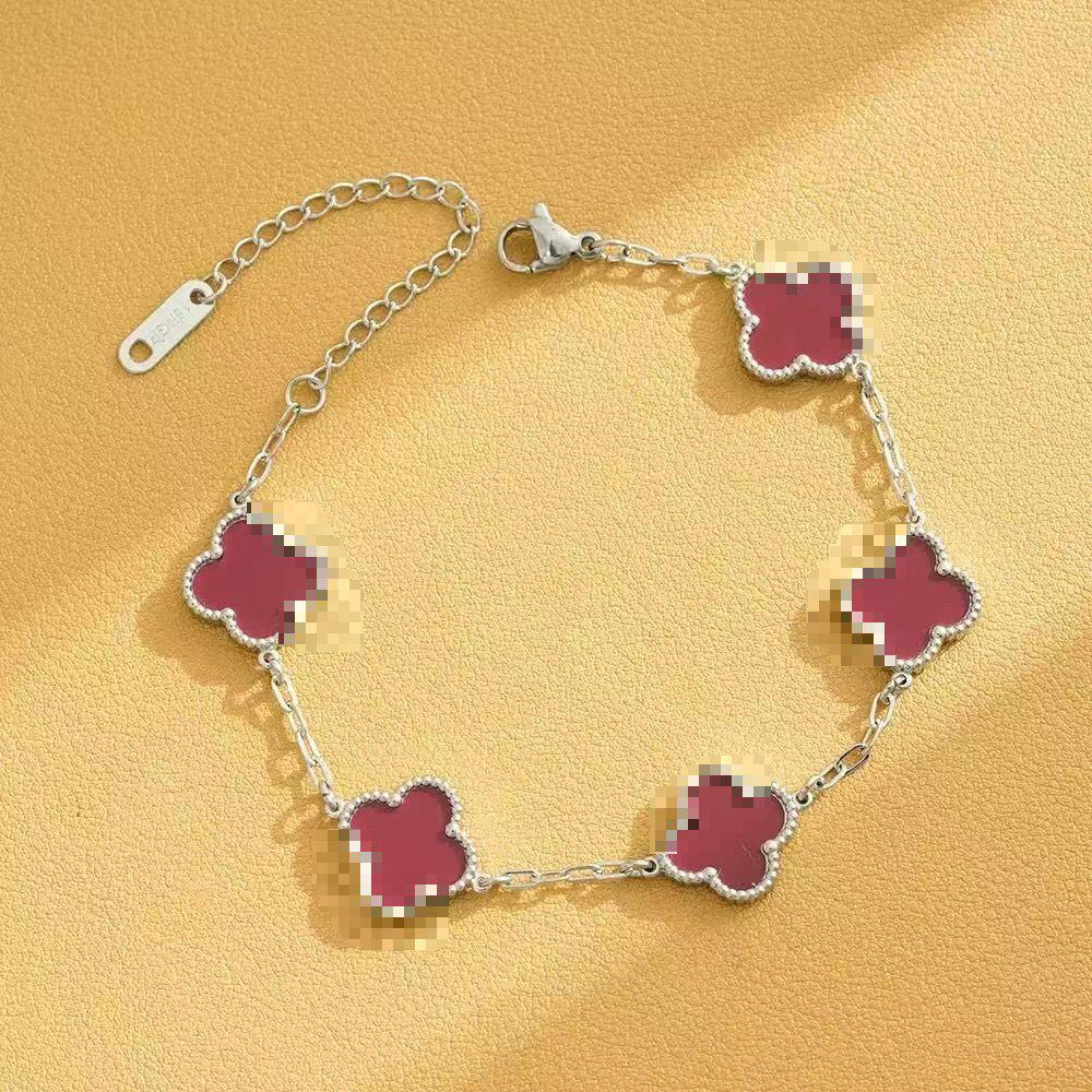 High-End Titanium Steel Four-Leaf Clover Bracelet with Shell Pendant – Durable, Fade-Resistant Design