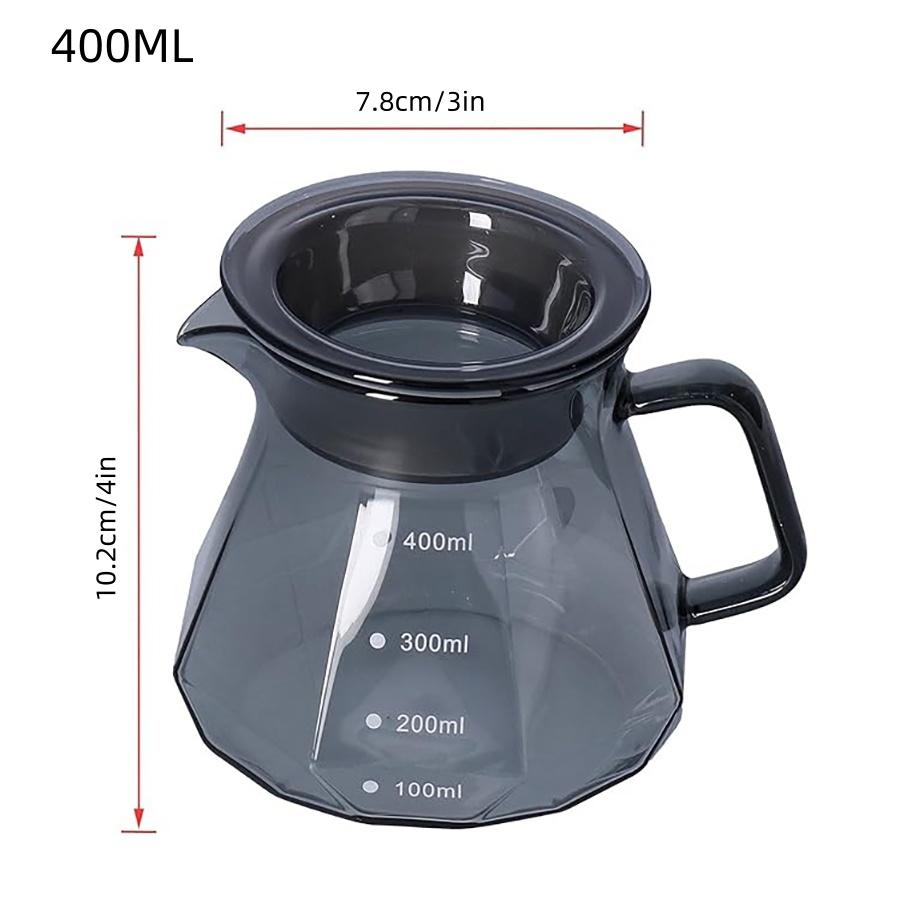 Glass Coffee Pot Glass Coffee Server for Drip Coffee Maker Coffee Kettle Diamond Design Transparent Black Glass Tea Pot