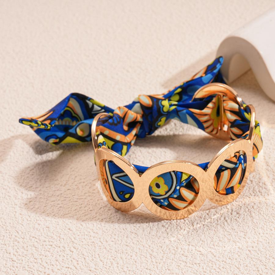 Fabric Silk Scarf Winding Hollow Round Open Bracelet Retro Bracelet