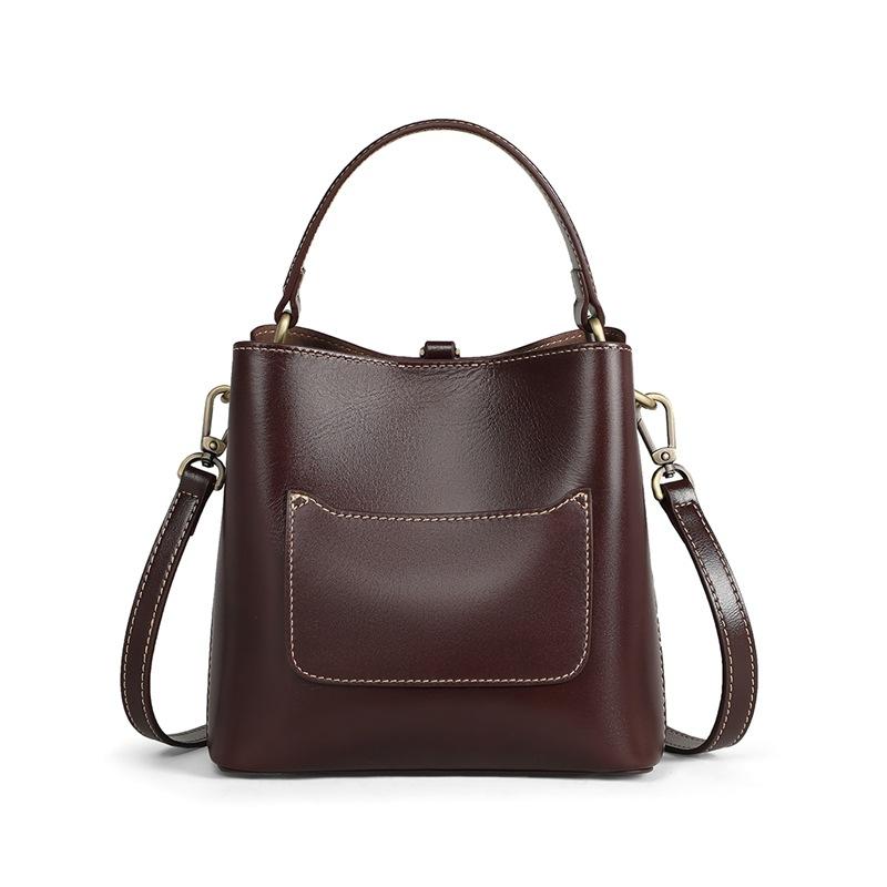 Bucket Bag Women'S Bag Autumn And Winter Leather Shoulder Handbag Large Capacity Fashion Commuter Messenger Bag