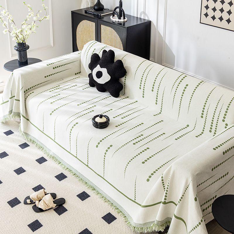 Telo per divano a righe a tinta unita Ispessito Ciniglia Quattro Stagioni Universale Nappa Telo per divano Antiscivolo Copertura Inclusiva Telo