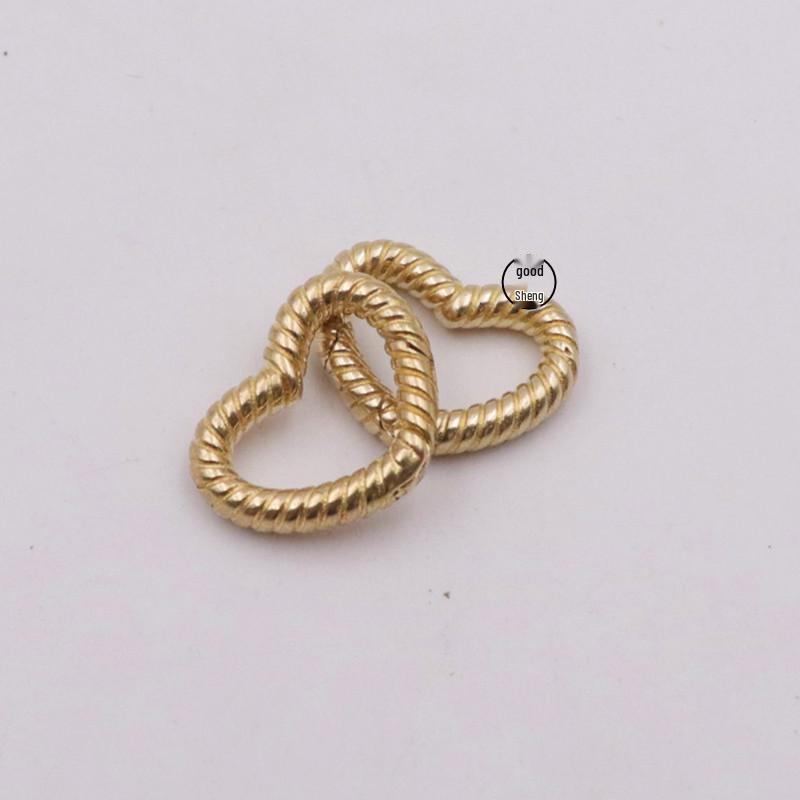 Movable Brass Heart Spring Clasp Twist Keychain Accessory