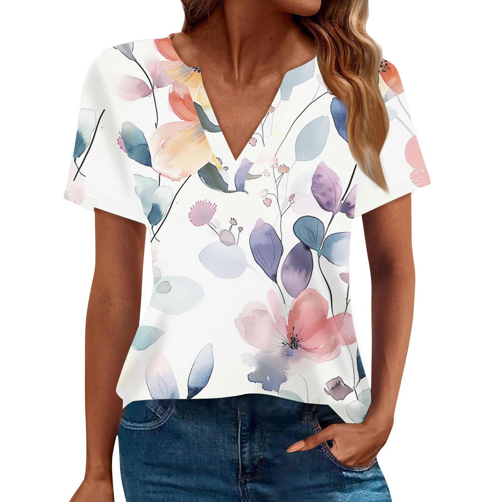 

Women s Summer Fashion Casual Short Sleeve V Neck T-Shirt Tops XL білий