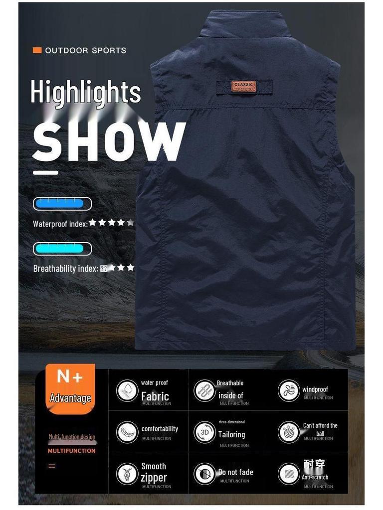 Trendige Stehkragen Schnelltrocknende Outdoor-Weste für Frühling/Sommer 7882
