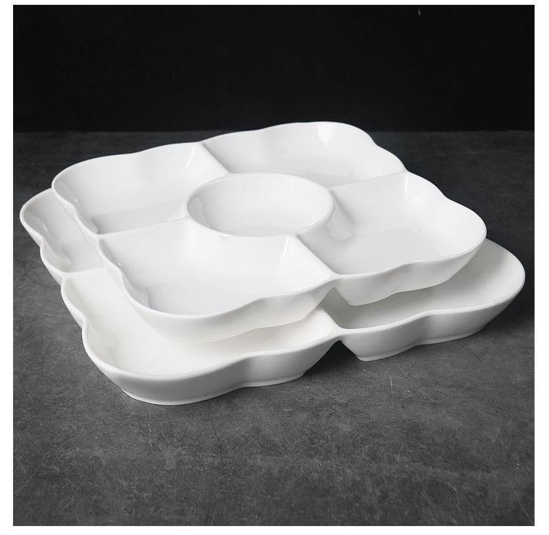 Ceramic Five-Compartment Fruit Platter for Household or Commercial Use