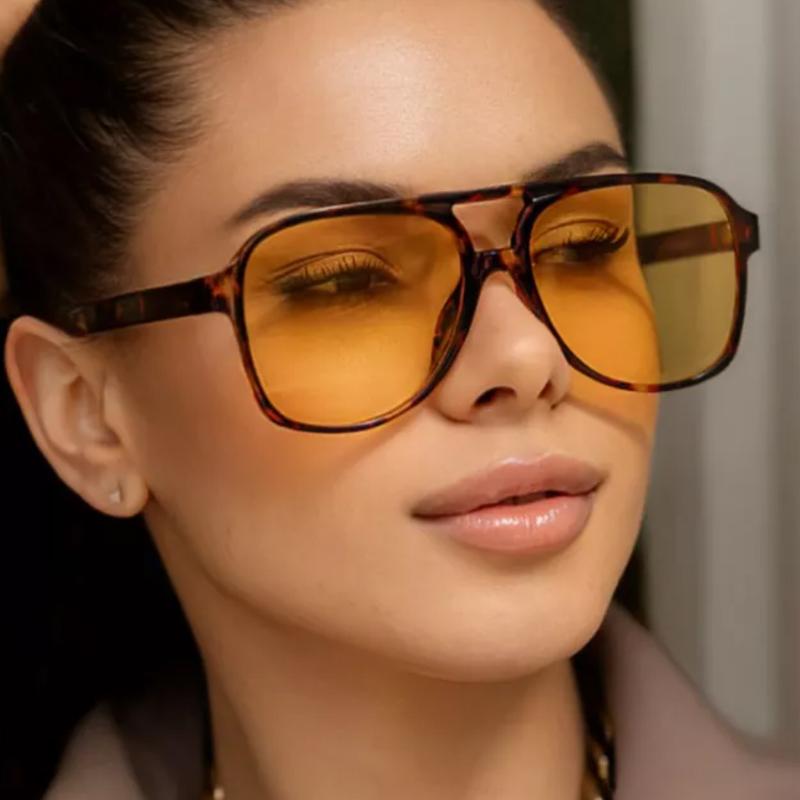 Protective Glasses 3pcs Trend Double Bridge Pilot Women Square Sunglasses Large Frame Outdoor Driving Shades Sun Glasses UV400