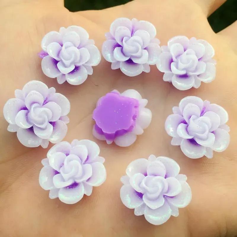 15pcs 19mm Resin Flower Rhinestone Flatback Cabochon for DIY Wedding Decoration -A62