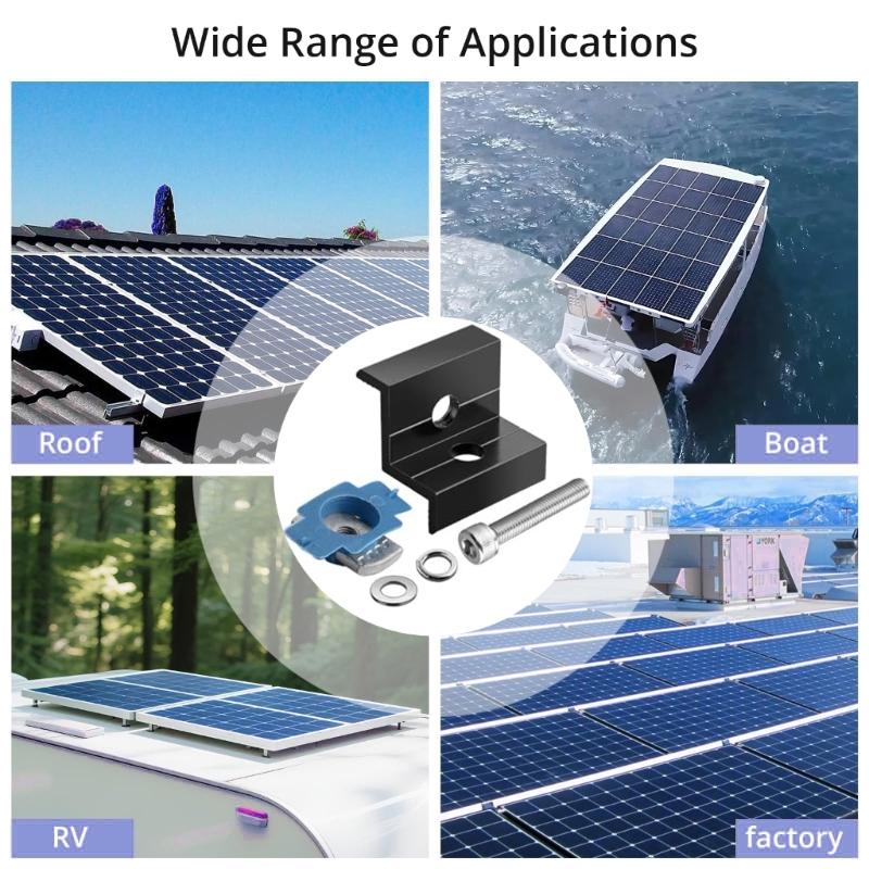 10Pcs Solar End Clamp Z Bracket Wide Photovoltaic Mounting Bracket Adjustable Solar Panel Mounting Bracket Clamp