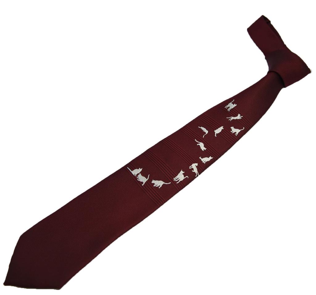 Yukii Cat Necktie with Gift Made In Luxury Panel Necktie for Japanese Cat Motif Nishijin-ori Wrapping, Stylish, Japan, 100% Silk, Business, Pattern,