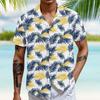 Men's Vintage Button Down Bowling Shirts Short Sleeve Summer Beach Shirt