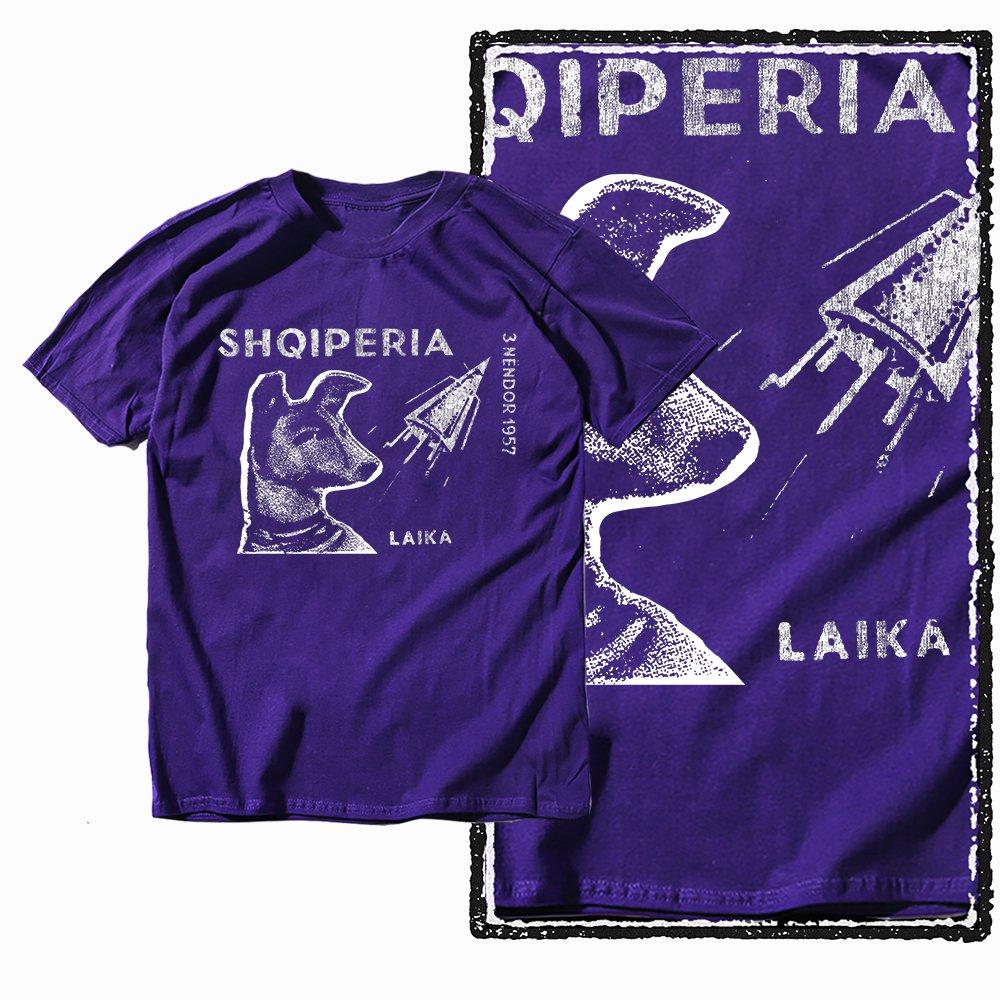 

G60 Purple Cotton Men s Big Size Dog Laika GraphicT-shirt | Streetwear Cool Vintage O-neck men s Tee Tshirt S
