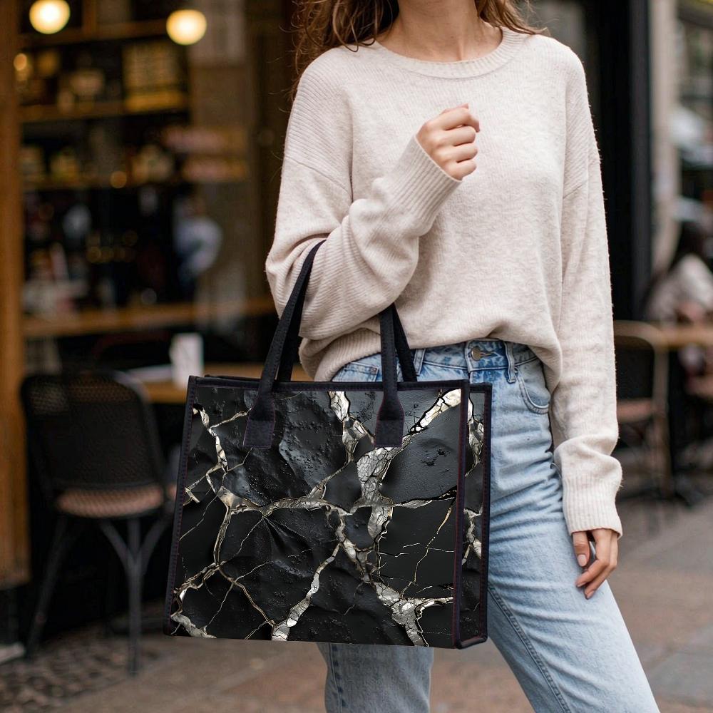 Stylish Crack Pattern Tote Bag Large Capacity Fashion Carryall for Daily Use Shopping