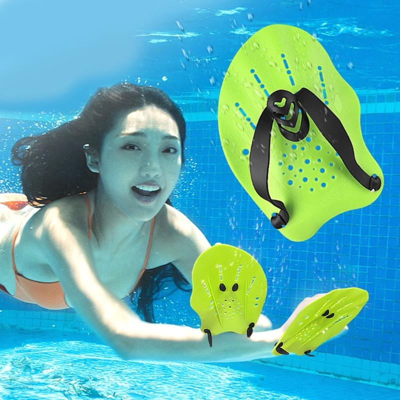 2pcs Swimmer Silicones Hand Paddles Webbed Swim Gloves Manacle Flippers for Underwater Maneuverability