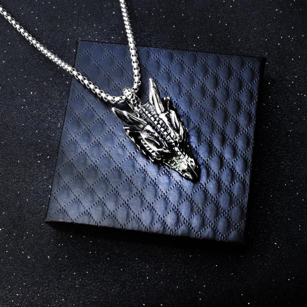 Retro Copper Color Dragon Head Pendant Necklace For Women Cool Punk Style Stainless Steel Neck Chain Hip Hop Jewelry Men Gifts