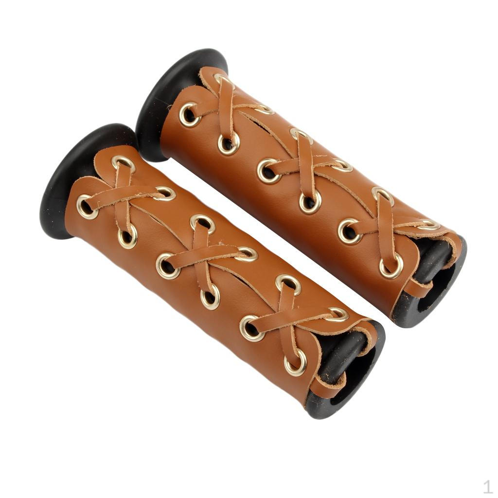 7/8 inch to 1 PU Leather Motorcycle Hand Grips Cover Handlebar for Bobber Chopper -Rennfahrer