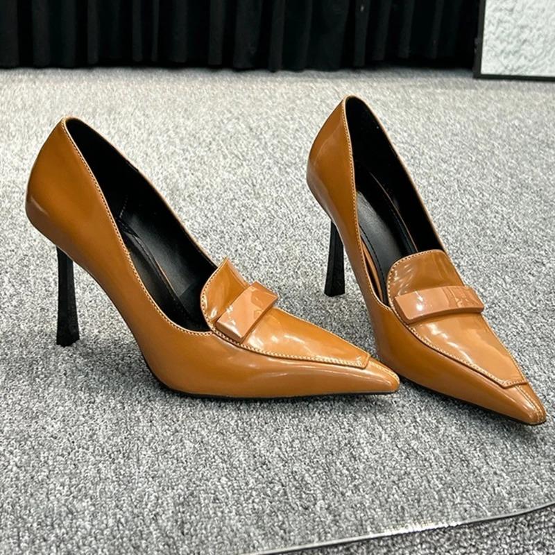 Shallow Solid Women Pumps Slip On Belt Buckle Stiletto High Heel Pointed Toe Pumps Fashion Casual 2025 New Arrivals Autumn Pumps