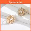Exquisite Rhinestone And Pearl Flower Scarf Ring Light Luxury Alloy Jewelry
