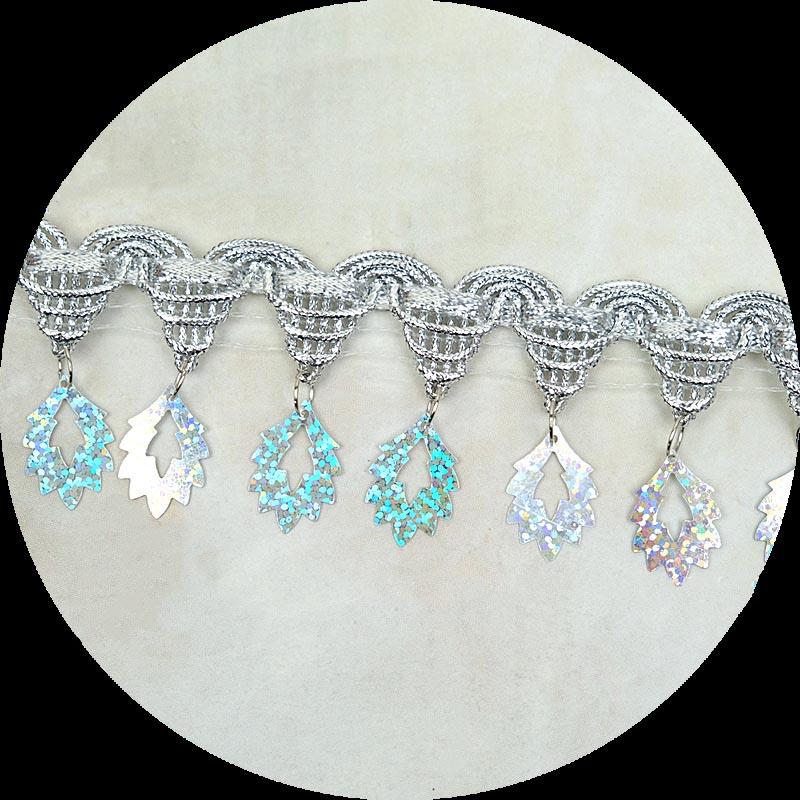 Pagoda Hanging Maple Leaf Sequins Trimming Braided Gold Silver Diy Performance Costume Decorative Sewing Textile Gold Lace Trims