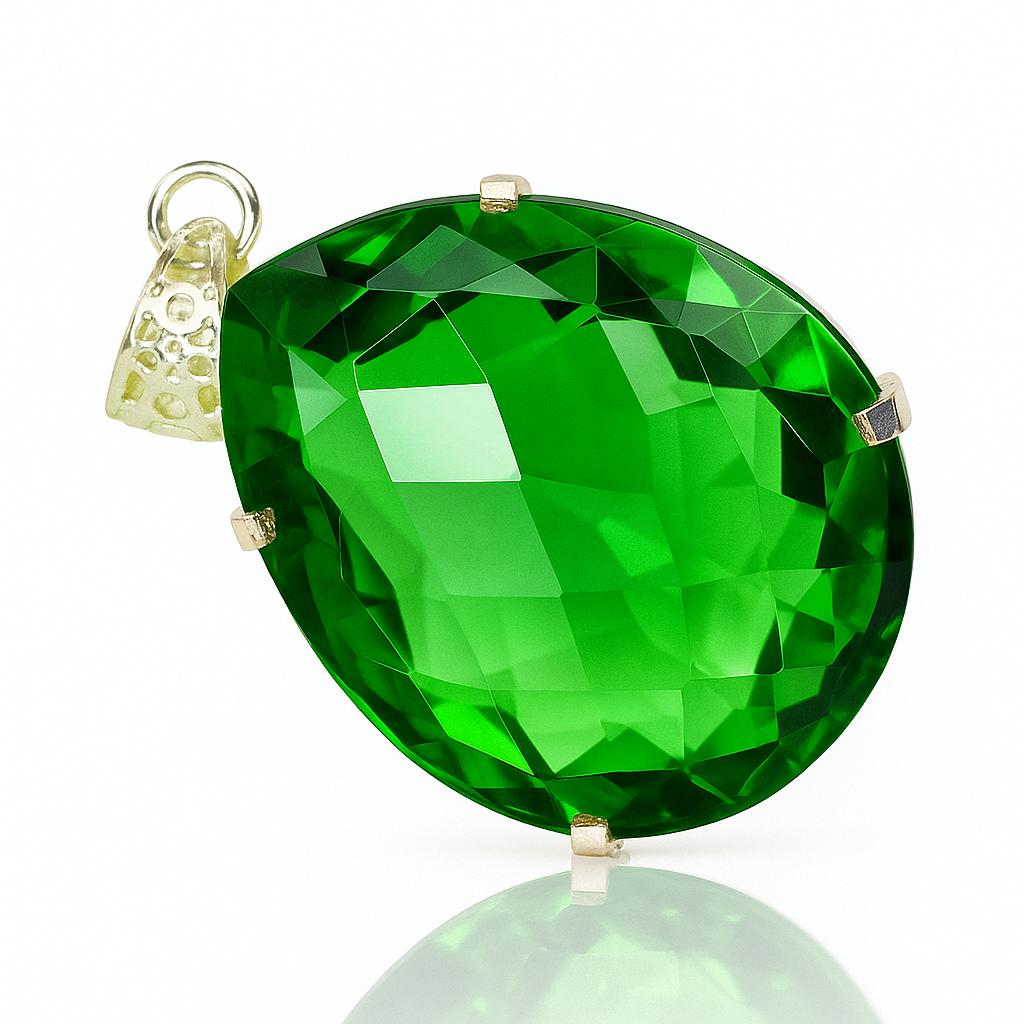 Natural Certified Green Topaz 100 Ct 925 Sterling Silver Huge Size Pear Pendant AI-39-NS