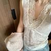 French V-neck Lace Camisole for Women - 2026 Spring Slim Fit Spaghetti Strap Layering Top
