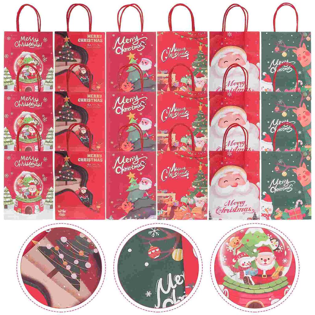 30 Pcs Christmas Gift Tote Bag Eve Candy Paper Kraft Party Bags Large Snack Bulk Storage Wrapping for Presents Decorative Extra