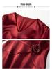 2025 Autumn Elegant V-neck Slimming Dress for Young Mothers - Wine Red Acetate Skirt